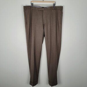 Incotex Dress Pants Super 120s Wool Straight Leg Cuffed Brown Size 42